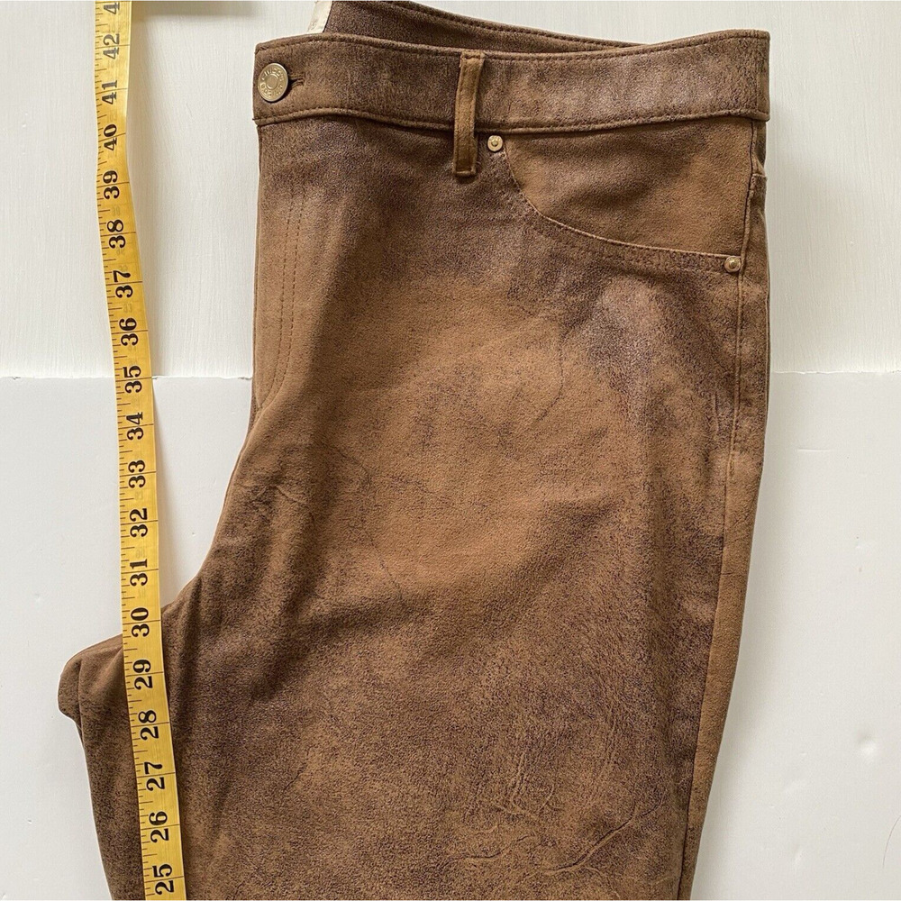 Chico's Pants Womens 3r (16) Brown Faux Suede Worn Luggage Ultimate Fit Pull-on - Picture 10 of 11